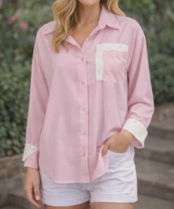 Chemisier bi color rose