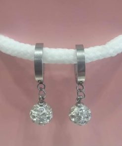Boucle d oreille argenté pendant strass