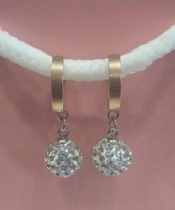 Boucle d oreille dorée pendant strass