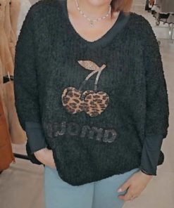 Pull cerise amour noir