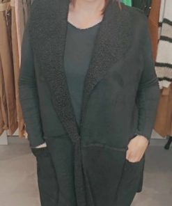 Veste sans manches bouclettes noir