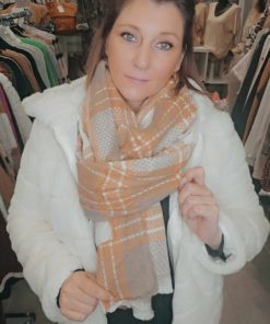 Echarpe taupe crème camel