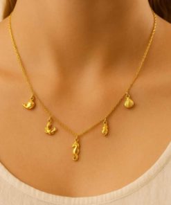 Collier hippocampe doré