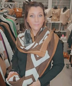 Foulard choco crème gris camel