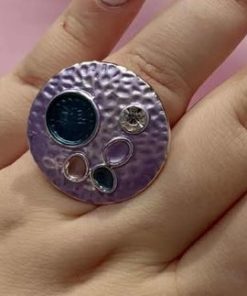 Bague réglable rond lila