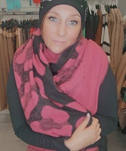 Echarpe framboise noir lisere argenté