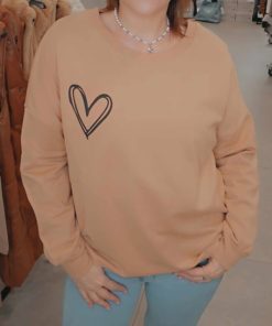 Pull coeur camel