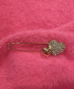 Broche coeur rose gold strass