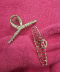 Pince en métal dorée strass et perles