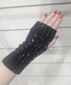 Mitaines noir strass