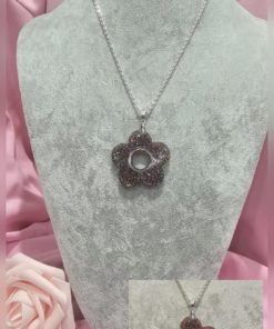 Collier fleur choco pailettes
