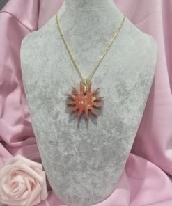 Collier soleil brun doré