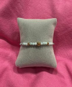 Bracelet perles blanc doré