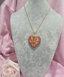 Collier coeur brun doré