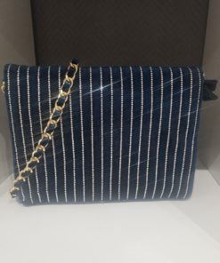 Sac velours strass bleu petrol