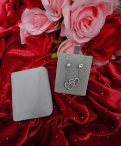 Bo et collier double coeur aegenté