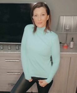 Sous pull col cheminée turquoise