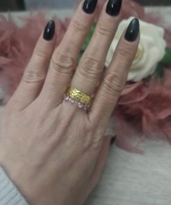 Bague breloque dorée strass rose