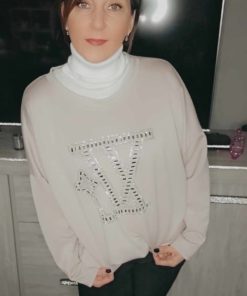 Pull LV strass beige