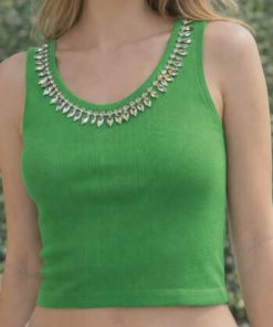 Débardeur gros strass vert