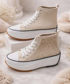 Basquettes strass beige