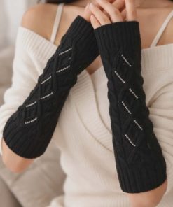 Longues mitaines noir strass