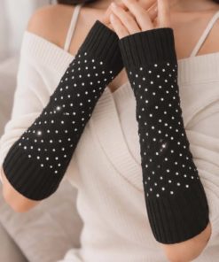 Longues mitaines noir full strass