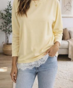 Blouse douce dentelle jaune